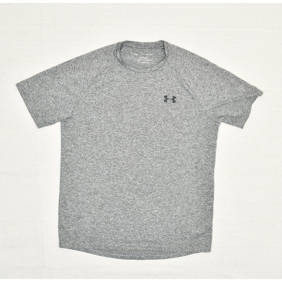 Under Armour Men T Shirt Crew Neck Short Sleeve Polyester Gray Size M Tech Tee - Picture 1 of 8